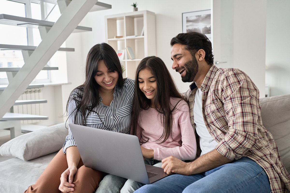 Family at computer